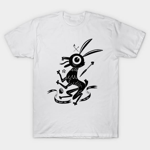 Garden Hare black print T-Shirt by Freaking Creatures